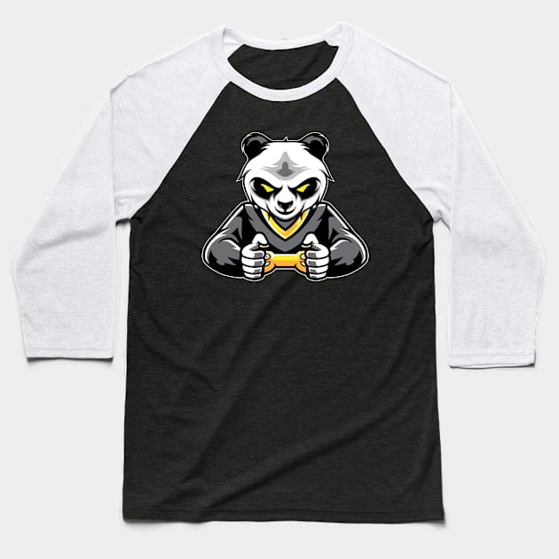 Panda Bear gaming console gambler nerd gamer video game Baseball T-Shirt by SpruchBastler